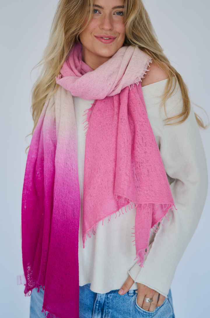 Three Colour Schal Rose Pink