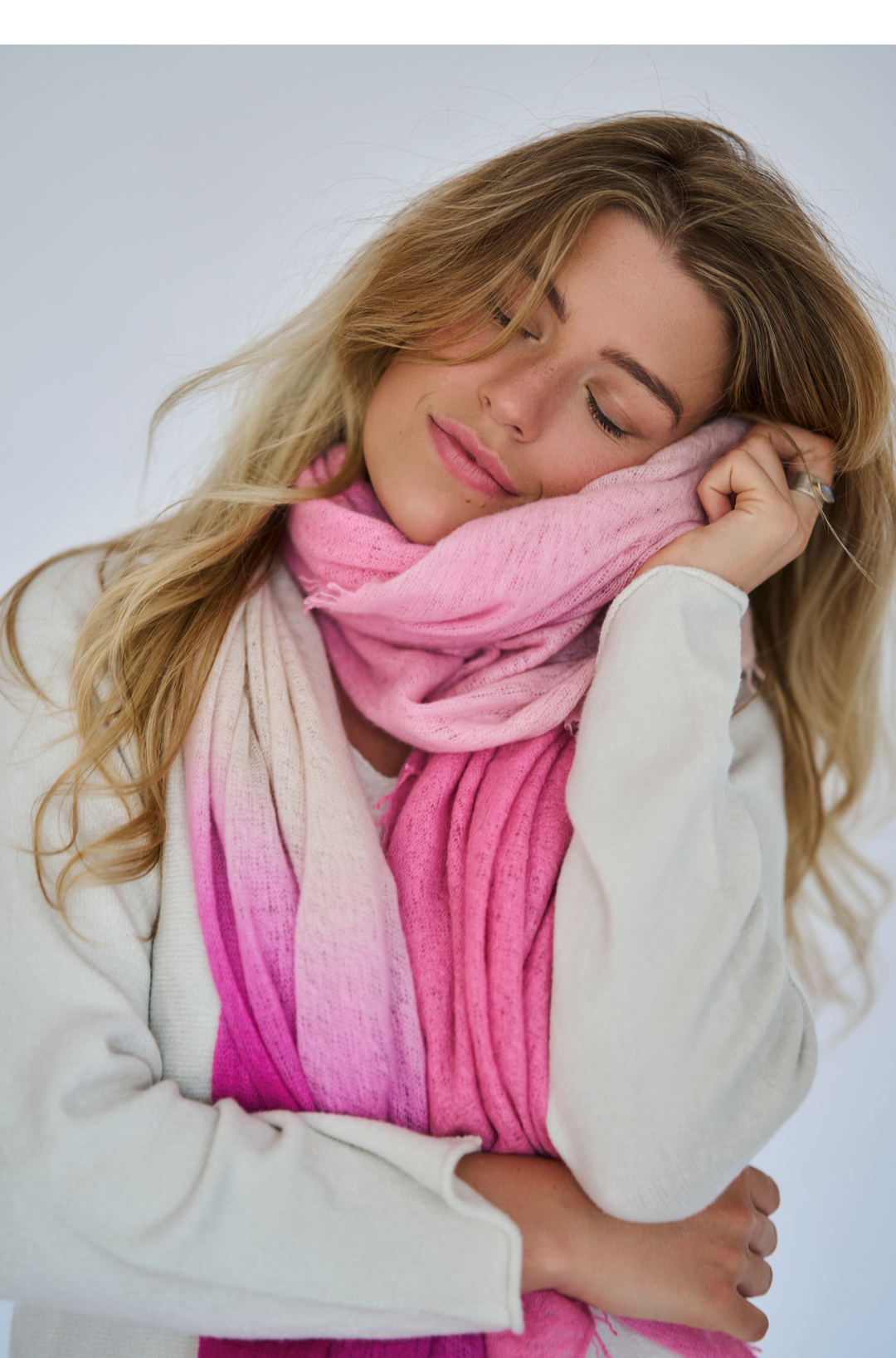 Three Colour Schal Rose Pink