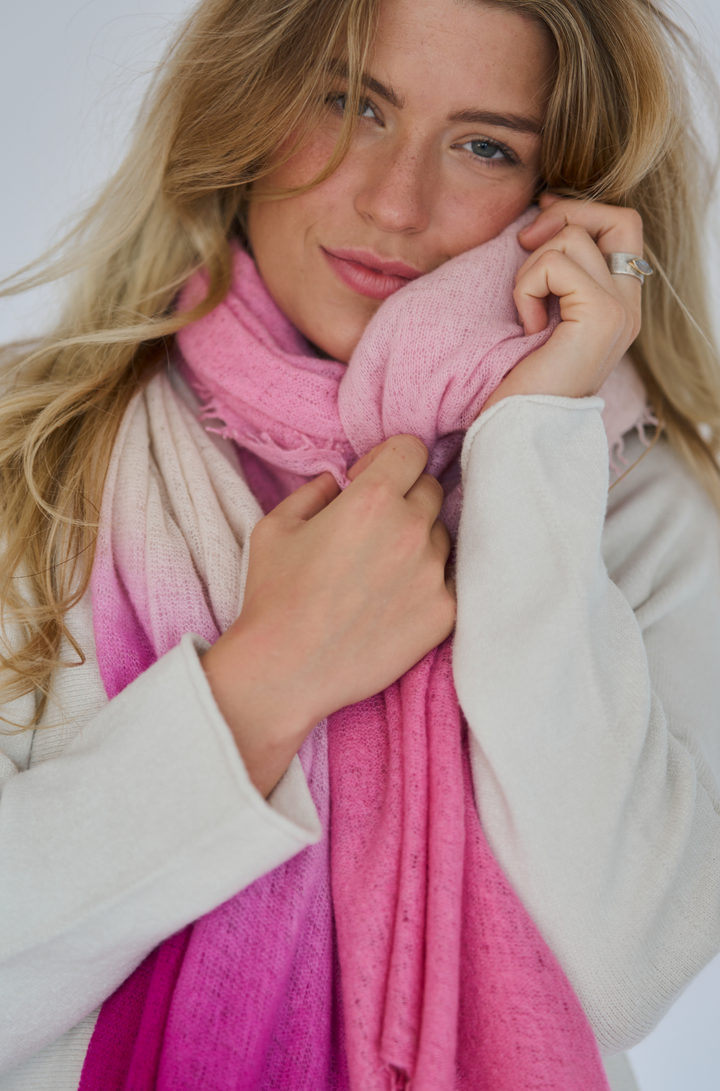 Three Colour Schal Rose Pink