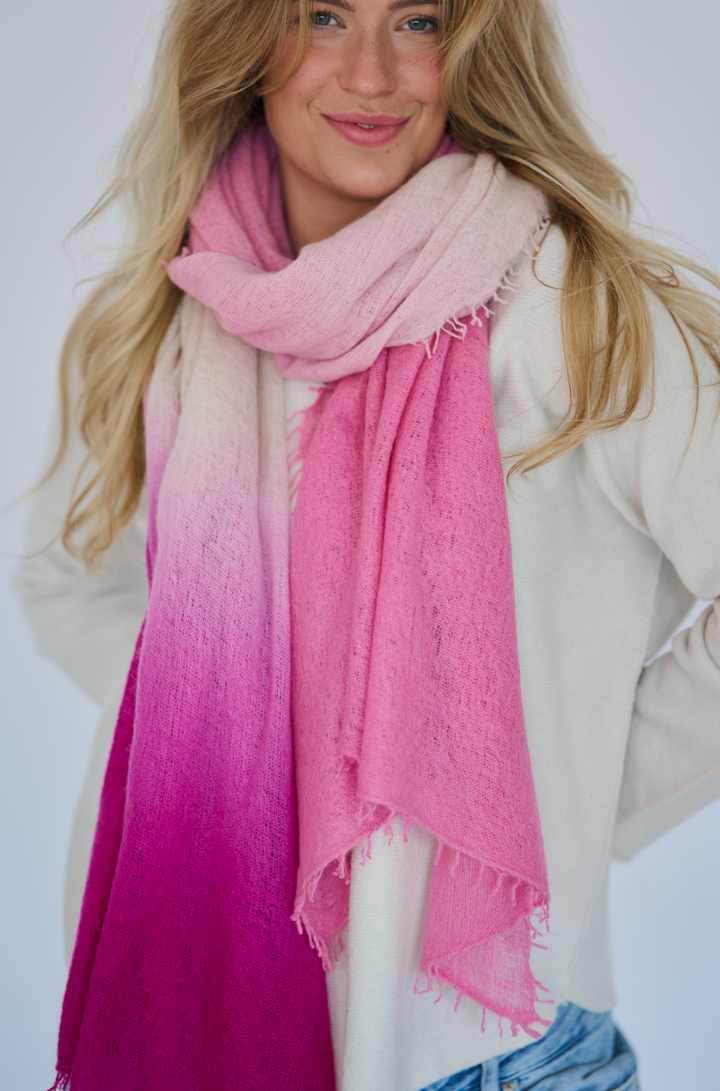 Three Colour Schal Rose Pink