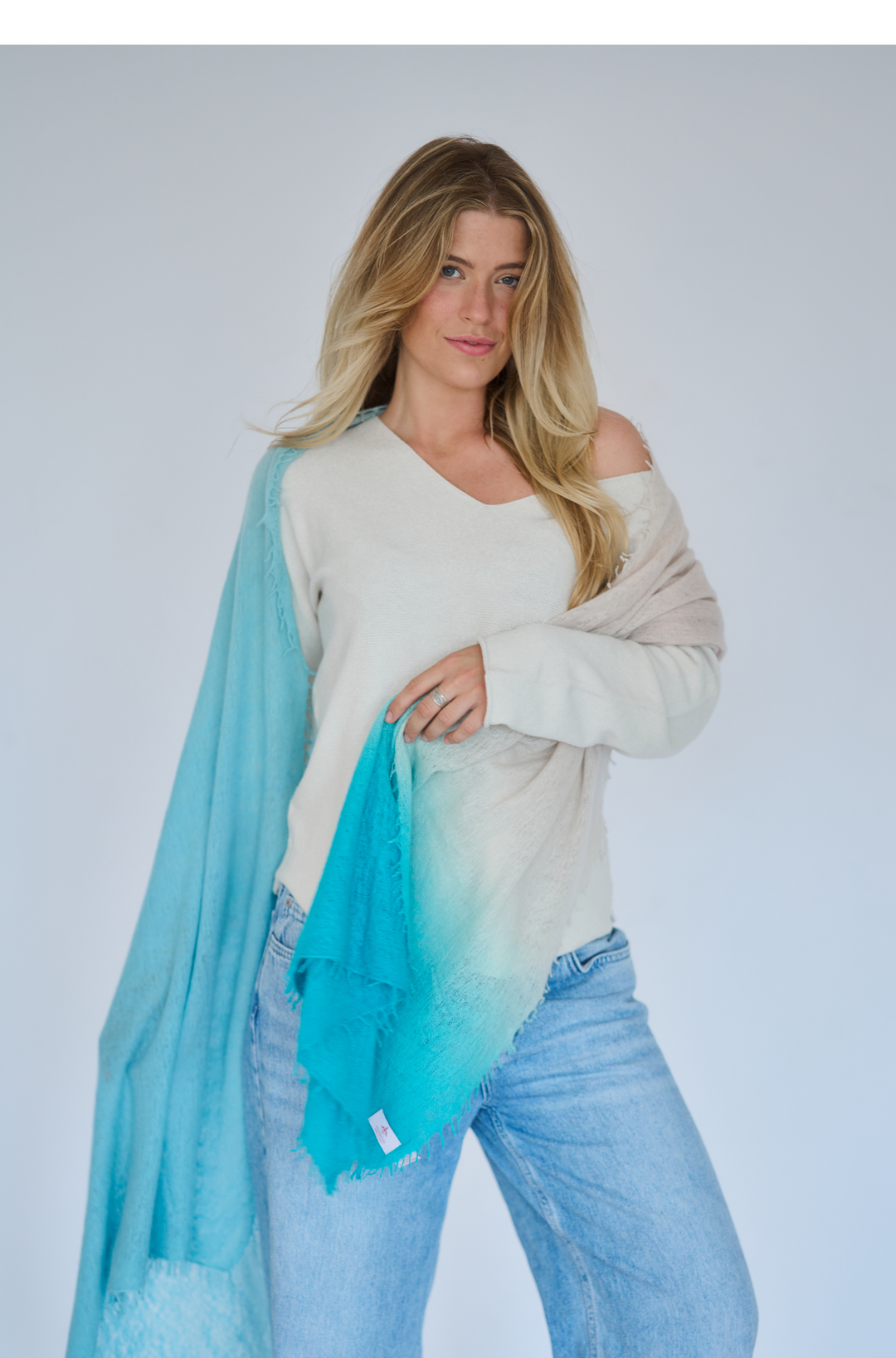 Three Colour Schal Türkis