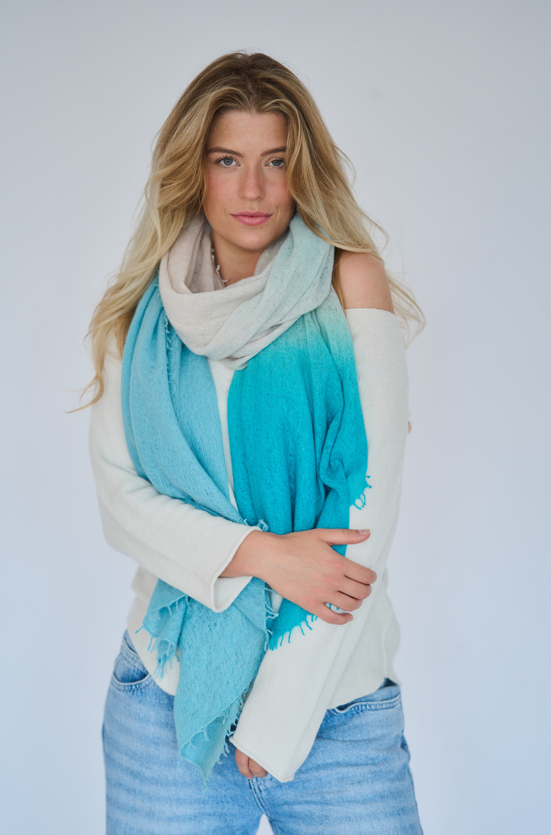 Three Colour Schal Türkis