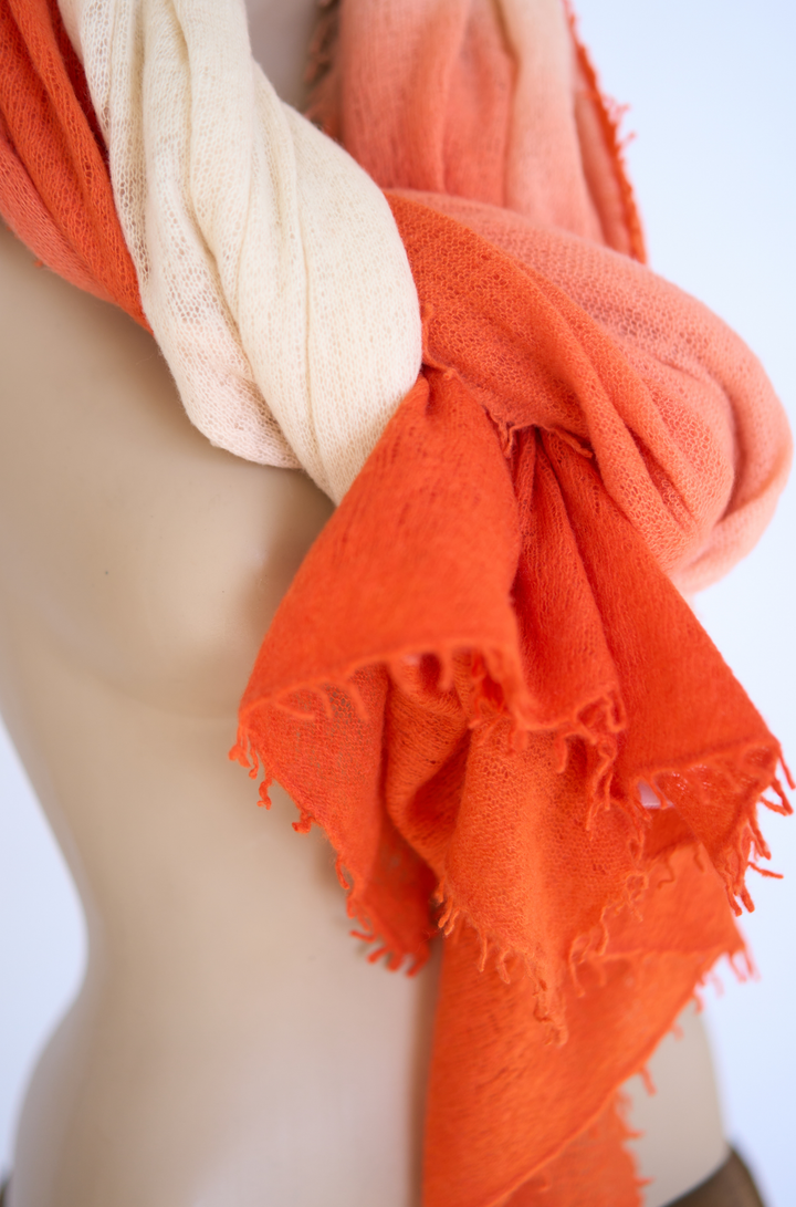 Three Colour Schal Orange